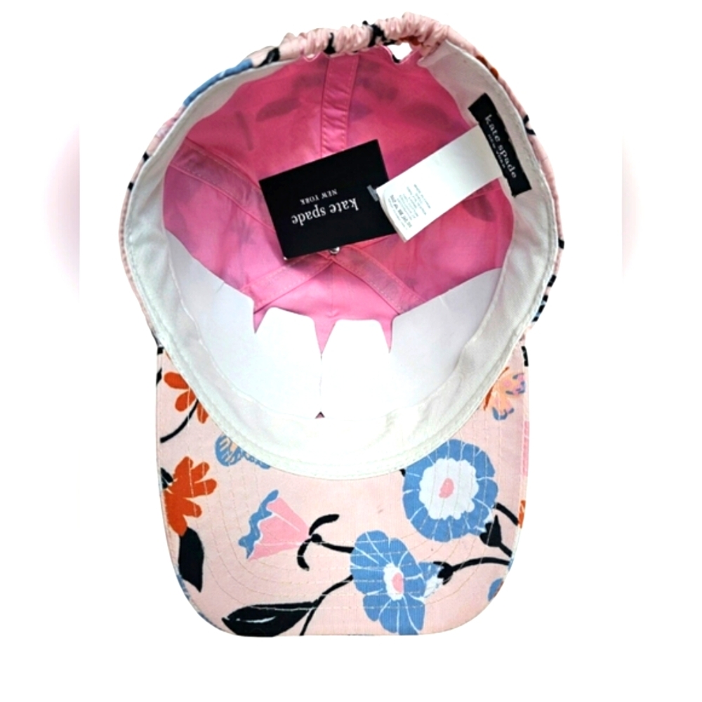 NEW Kate Spade Pearl Blush Pink Floral Tropical Hat Summer Embriodered Spade Cap - Picture 2 of 12